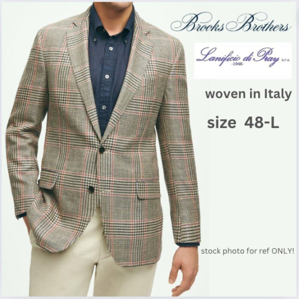 BROOKS BROTHERS Lanificio di Pray  Sport Jacket Prince of Wales - SIZE 48-L